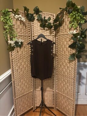 Michael Kors Brown Tank with Gold Eyelet Details